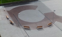 Vista aérea Plaza las Hebillas en Vitoria Gasteiz, urbanización e impermeabilización.
